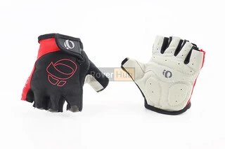 Перчатки без пальців L з м'якими вставками під долоню, чорно-червоні