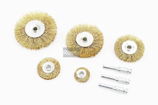 Набір щіток 5шт - диск. зі стрижнем 1/4" D-25/38/50/63/75 з латунованого рифленого дроту 19-9500