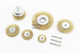 Набір щіток 6шт - торц./диск. зі стрижнем 1/4" D-75//40/50/63/75/100мм з латунованого рифленого дроту 19-9600