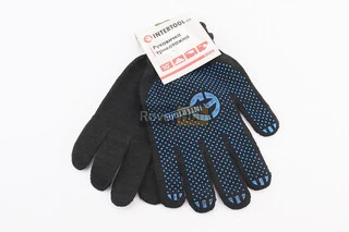 Рукавиці робочі 70% бавовна/30% поліестер 10", клас в'язки 10, чорний, синя ПВХ точка SP-0132