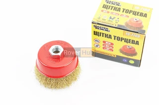 Щітка торцева М14 D-85мм з латунованого рифленого дроту 19-7108
