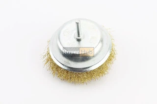 Щетка торцевая со стержнем 1/4" D-100мм из латунированной рифленой проволоки 19-7410