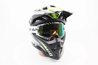 Окуляри кросові/ендуро/АТV, біло-чорно-зелені (дзеркальне скло), MJ-16