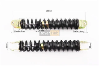 Амортизатор задний Honda AF54/56 - 250мм*d40мм (вилка 8мм / вилка 8мм), черный к-кт 2шт