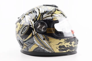 Шлем интеграл, закрытый BLD-М65 М (57-58см), ЧЕРНЫЙ/ЗОЛОТИСТО-СЕРЫЙ "Totem"