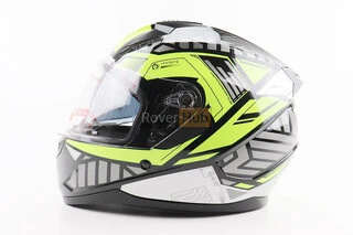 Шолом інтеграл, закритий (сертифікація DOT)+відкидні окуляри BLD-M67 L (59-60см), ЧОРНИЙ/НЕОНОВО-ЗЕЛЕНИЙ