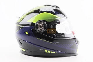 Шлем интеграл, закрытый BLD-М65 М (57-58см), ЧЕРНЫЙ/НЕОНОВО-ЖЕЛТО-СИНИЙ