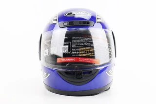 Шлем интеграл, закрытый с воротом, СИНИЙ с рисунком красно-серым (незначительные отличия рисунков, возможны дефекты покраски)