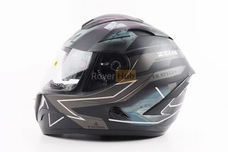 Шолом інтеграл, закритий+відкидні окуляри ZS-806F Solid M, ЧОРНИЙ мат з малюнком