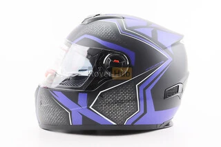 Шлем интеграл, закрытый+очки BLD-М61 S (55-56см), ЧЕРНО-СИНИЙ