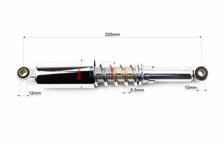 Амортизатор задній JH/CB/CG - 335мм*d55мм (втулка 12мм / втулка 10мм) зі склянкою регул., хром