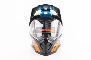 Шлем кроссовый/эндуро/АТV со стеклом BLD-819-7  S (55-56см), ЧЕРНЫЙ/ЖЕЛТО-СИНИЙ