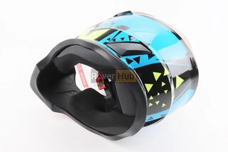 Шлем кроссовый/эндуро/АТV со стеклом BLD-819-7  М (57-58см), ЧЕРНЫЙ/ЖЕЛТО-СИНИЙ