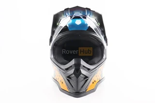 Шлем кроссовый/эндуро/АТV со стеклом BLD-819-7  М (57-58см), ЧЕРНЫЙ/ЖЕЛТО-СИНИЙ