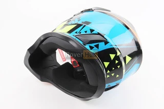 Шлем кроссовый/эндуро/АТV со стеклом BLD-819-7 L (59-60см), ЧЕРНЫЙ/ЖЕЛТО-СИНИЙ