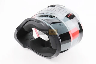 Шлем кроссовый/эндуро/АТV со стеклом BLD-819-7 L (59-60см),  ЧЕРНЫЙ/СЕРО-КРАСНЫЙ