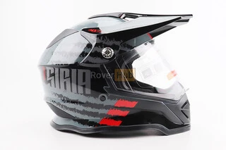 Шлем кроссовый/эндуро/АТV со стеклом BLD-819-7 S (55-56см),  ЧЕРНЫЙ/СЕРО-КРАСНЫЙ
