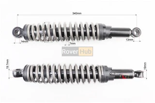 Амортизатор задний JH/CB/CG - 340мм*d60мм (под втулки) регулир., дымчатый к-кт 2шт