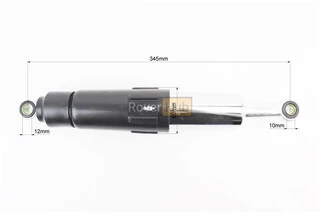 Амортизатор задній JH/CB/CG - 345мм*d60мм (втулка 12мм / втулка 10мм) закритий регул., чорний