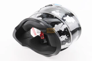 Шлем кроссовый/эндуро/АТV со стеклом BLD-819-7 L (59-60см),  ЧЕРНЫЙ/СЕРО-СИНИЙ