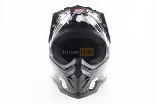 Шлем кроссовый/эндуро/АТV со стеклом BLD-819-7 L (59-60см),  ЧЕРНЫЙ/СЕРО-СИНИЙ