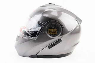 Шлем модуляр, закрытый с откидным подбородком+откидные очки BLD-159 S (55-56см), СЕРЫЙ глянец