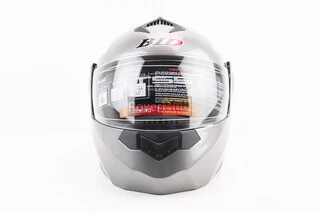 Шлем модуляр, закрытый с откидным подбородком+откидные очки BLD-159 М (57-58см), СЕРЫЙ глянец