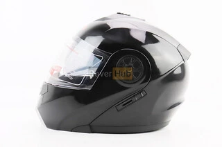 Шлем модуляр, закрытый с откидным подбородком+откидные очки BLD-159 L (59-60см), ЧЕРНЫЙ глянец