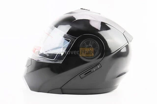 Шлем модуляр, закрытый с откидным подбородком+откидные очки BLD-159 М (57-58см), ЧЕРНЫЙ глянец