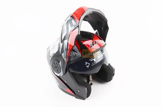 Шлем модуляр, закрытый с откидным подбородком+откидные очки BLD-159 L (59-60см), ЧЕРНО-КРАСНЫЙ