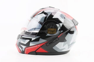 Шлем модуляр, закрытый с откидным подбородком+откидные очки BLD-159 L (59-60см), ЧЕРНО-КРАСНЫЙ