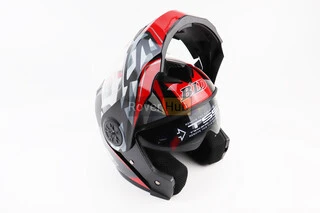 Шлем модуляр, закрытый с откидным подбородком+откидные очки BLD-159 S (55-56см), ЧЕРНО-КРАСНЫЙ