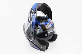 Шлем модуляр, закрытый с откидным подбородком+откидные очки BLD-159 S (55-56см), ЧЕРНО-СИНИЙ