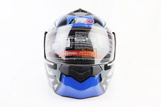 Шлем модуляр, закрытый с откидным подбородком+откидные очки BLD-159 S (55-56см), ЧЕРНО-СИНИЙ