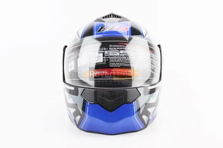 Шолом модуляр, закритий з відкидним підборіддям+відкидні окуляри BLD-159 М (57-58см), ЧОРНО-СИНІЙ