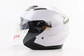 Шолом відкритий+відкидні окуляри BLD-708 М (57-58см), БІЛИЙ глянець