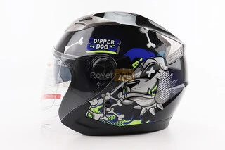 Шолом відкритий+відкидні окуляри BLD-708 М (57-58см), ЧОРНО-СИНІЙ "Bulldog"