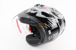 Шолом відкритий+відкидні окуляри BLD-708 М (57-58см), ЧОРНО-ЧЕРВОНИЙ "Raptor"