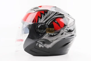 Шолом відкритий+відкидні окуляри BLD-708 М (57-58см), ЧОРНО-ЧЕРВОНИЙ "Raptor"