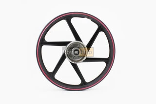 Диск задний литой 1,6-17" ALPHA/ACTIVE "лучи", черный с красной полосой