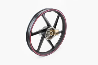 Диск задний литой 1,6-17" ALPHA/ACTIVE "лучи", черный с красной полосой