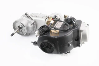 Двигун скутерний в зборі 4Т-80куб (короткий варіатор, довгий вал) + карбюратор, комутатор, котушка запалювання, повітряний фільтр