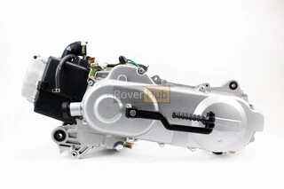 Двигун скутерний в зборі 4Т-80куб (довгий варіатор, довгий вал) + карбюратор, комутатор, котушка запалювання, повітряний фільтр