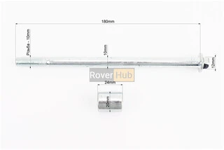 Вісь переднього колеса d10mm; L185mm + втулка, гайка, тип 2