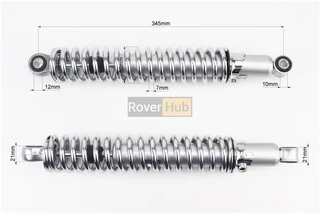 Амортизатор задній 345mm * d50mm (втулка 12mm / втулка 10mm) регулир., хром к-кт 2шт