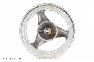 Диск задній литий MT3,50x12 Z18 для 2Т (диск гальм. 3 болти) "3 промені" сірий (З НАЛЬОТОМ, див. фото №5)