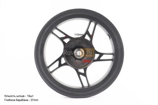 Диск задній литий MT3,50x12 Z19 для 4Т (бараб. гальм., d-110мм) "5 променів" чорний