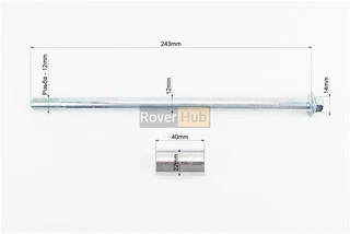 Вісь переднього колеса d12mm; L243mm + втулка, гайка