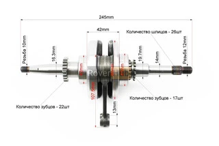 Колінвал у зборі (22зуб. на шестерні)