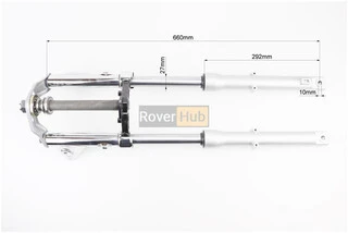 Амортизатор передній (пір'я), лів., правий. к-кт L-660мм; d-27мм + траверс + кріплення фари, тип 1